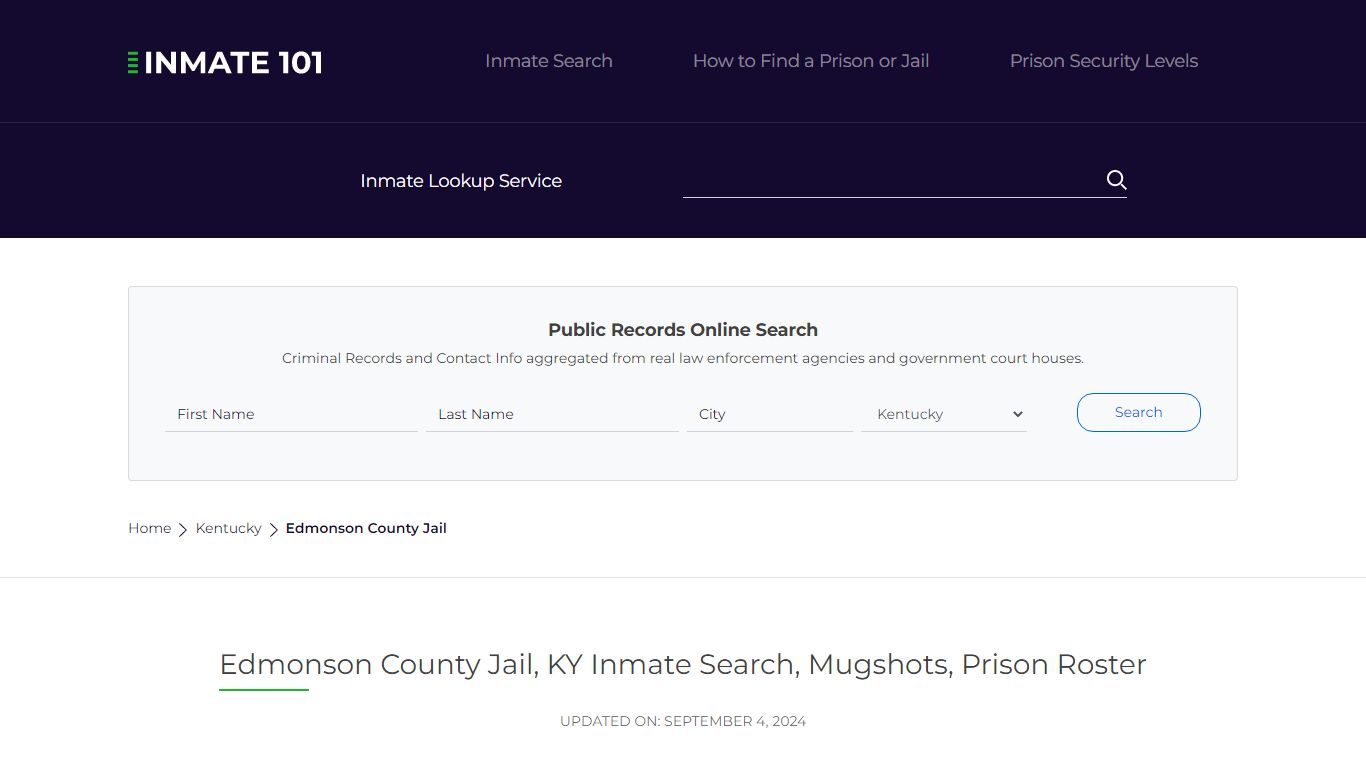 Edmonson County Jail, KY Inmate Search, Mugshots, Prison Roster