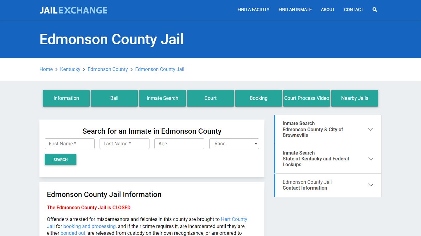 Edmonson County Jail Roster Lookup, KY, Inmate Search